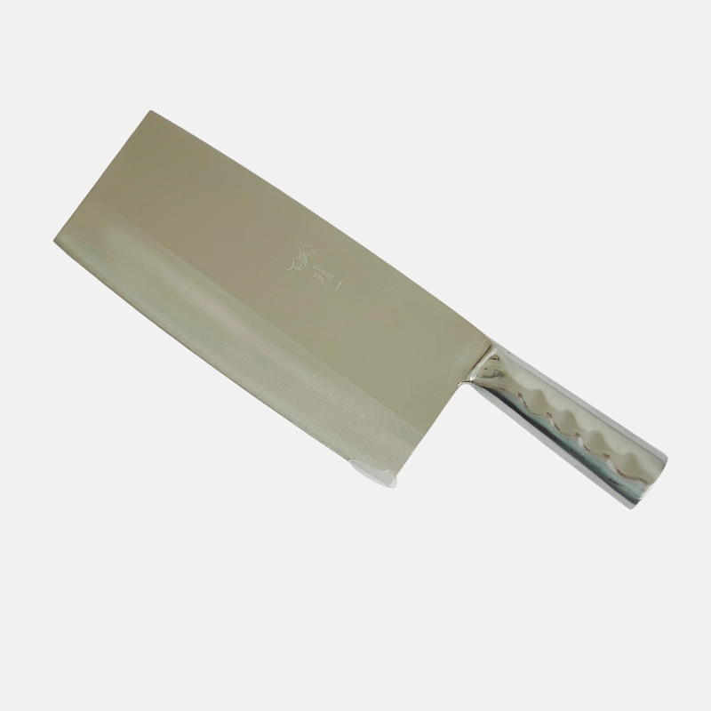 CU00078-Couperet-inox-N1-21cm Découpe précise de divers aliments, qu'il s'agisse de légumes, de viandes, de poissons ou d'herbes aromatiques.