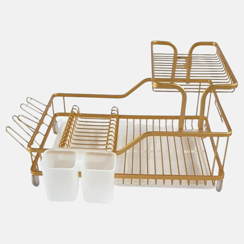 CU01735-Egouttoir-alu-doré Gérer efficacement la vaisselle après le lavage.