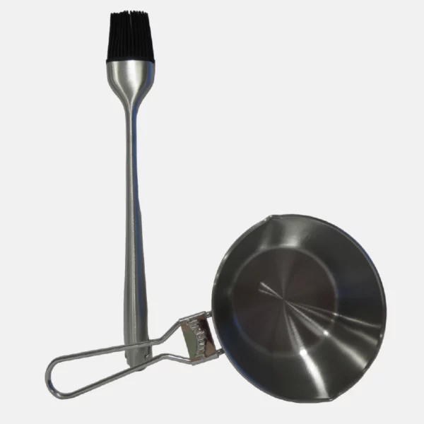bol et pinceau pour bbq en acier inoxydable