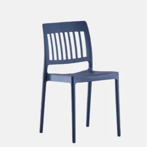 Chaise sans accoudoire en plastique de couleur bleu