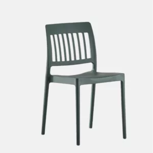 Chaise sans accoudoirs en plastique et de couleur vert