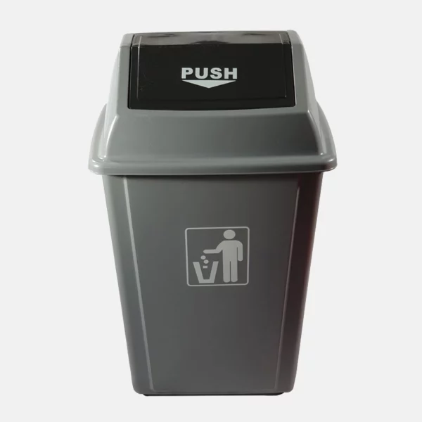Poubelle grise 58 litres avec ouverture basculante
