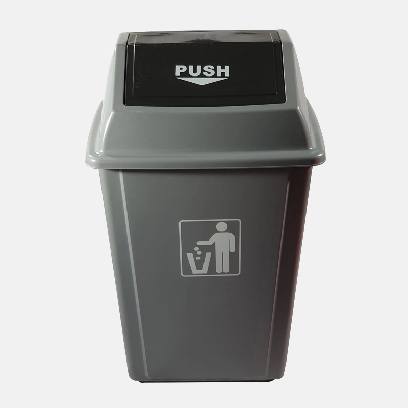 Poubelle grise 58 litres avec ouverture basculante