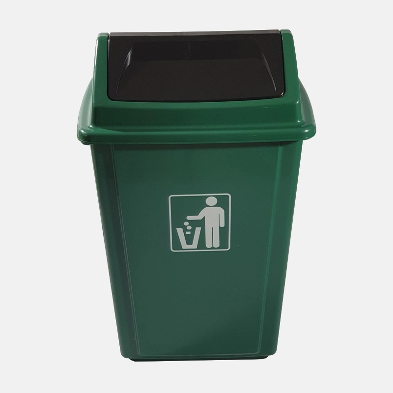 DO00664-poubelle-58l-vert Poubelle verte de 58 litres avec une ouverture basculante