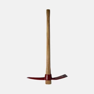 Pioche rouge avec manche en bois