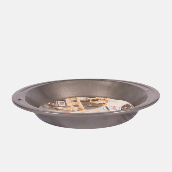 Plat rond en acier antiadhésif de 22 cm de diamètre et 3.3 cm de hauteur.