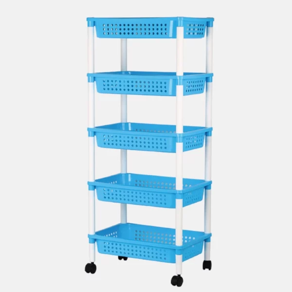 Etagère en plastique 5 bacs et roulettes