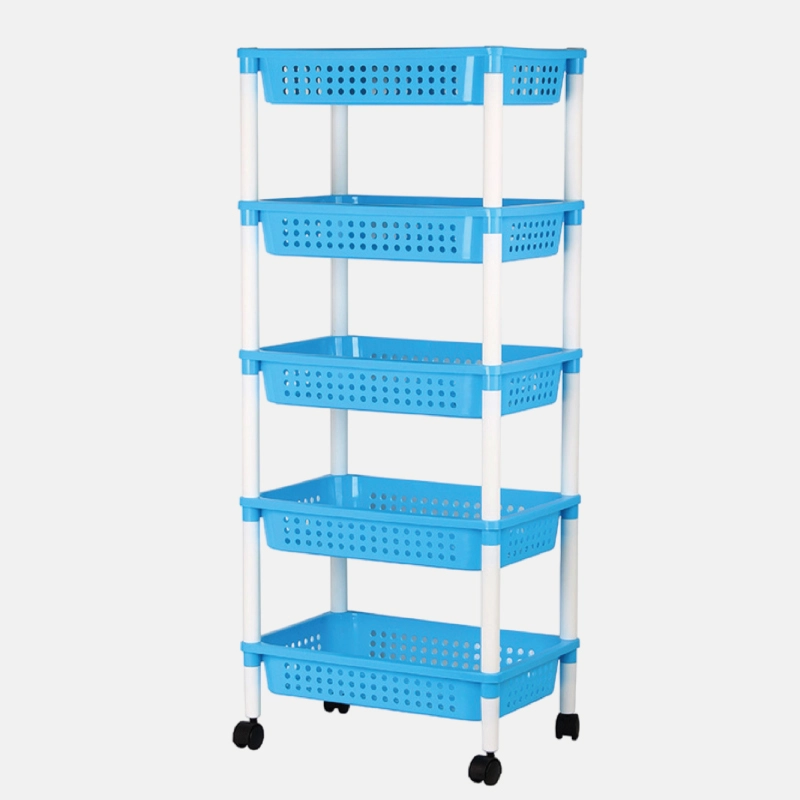 Etagère en plastique 5 bacs et roulettes