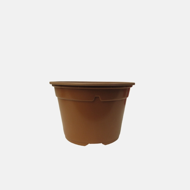 JA01512-pot-rond-duo-10.5-marron-0.48l Pot de jardin de 0.48 litre et de couleur marron