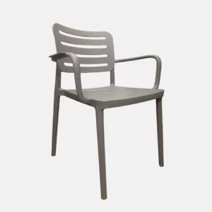 Chaise avec accoudoirs de couleur grise