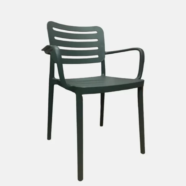 Chaise avec accoudoirs de couleur verte