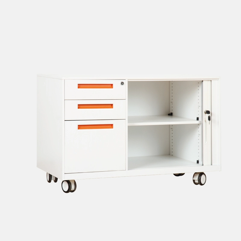 DO00684-armoire-de-bureau-sur-roulette-d3rc2-01 Armoire de bureau en acier avec 3 tiroirs et 2 étages