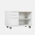 Armoire de bureau en acier ayant 3 tiroirs et 2 étages sur roulette