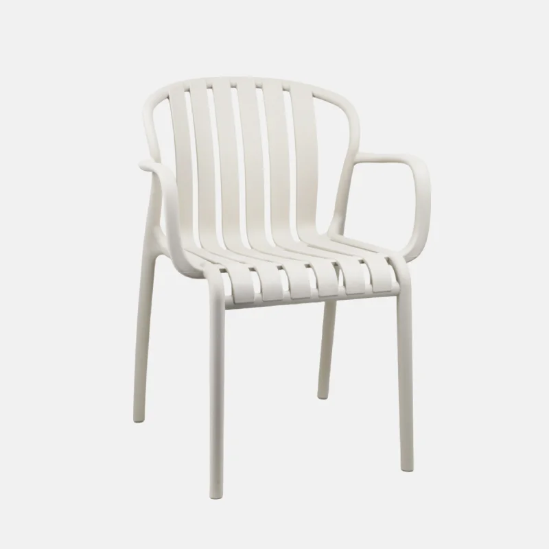 JA01982-chaise-exterieur-accoudoir-creme-01 Chaise en polypropylène avec accoudoirs de couleur crème