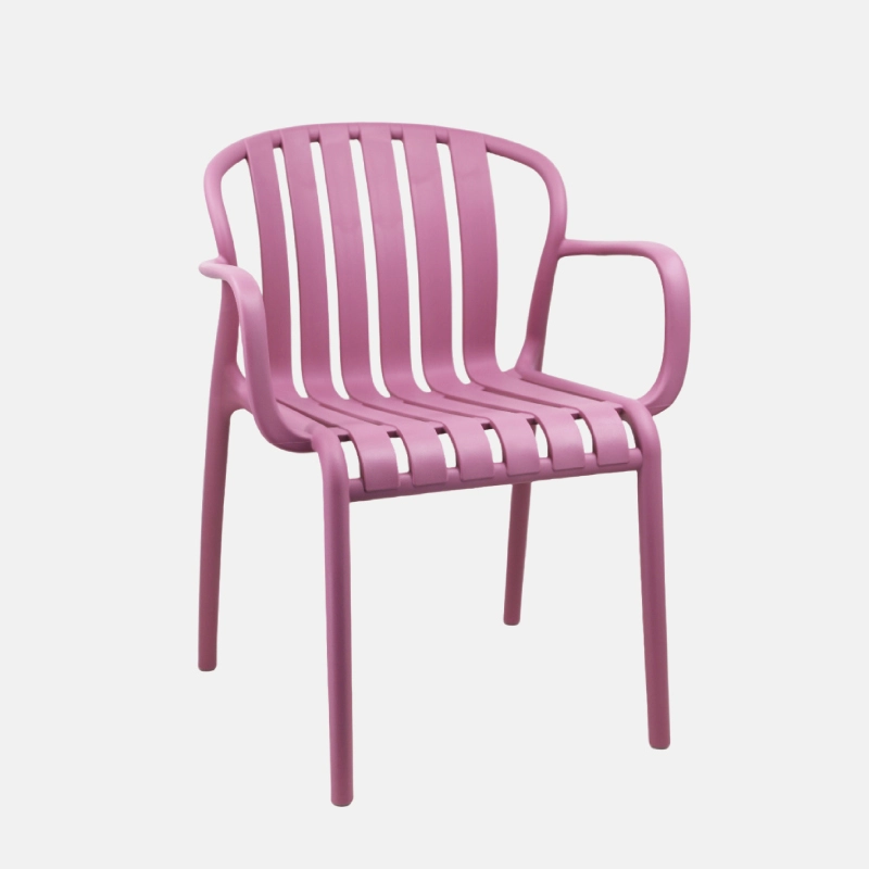JA01983-chaise-exterieur-accoudoir-mauve-01 Chaise en polypropylène avec accoudoirs de couleur mauve