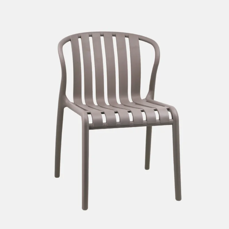 JA01986-chaise-exterieur-sans-accoudoir-gris-chaud-01 Chaise en polypropylène sans accoudoir de couleur gris chaud