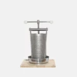 Presse à fruit de 5 litres en inox avec une plaque en bois