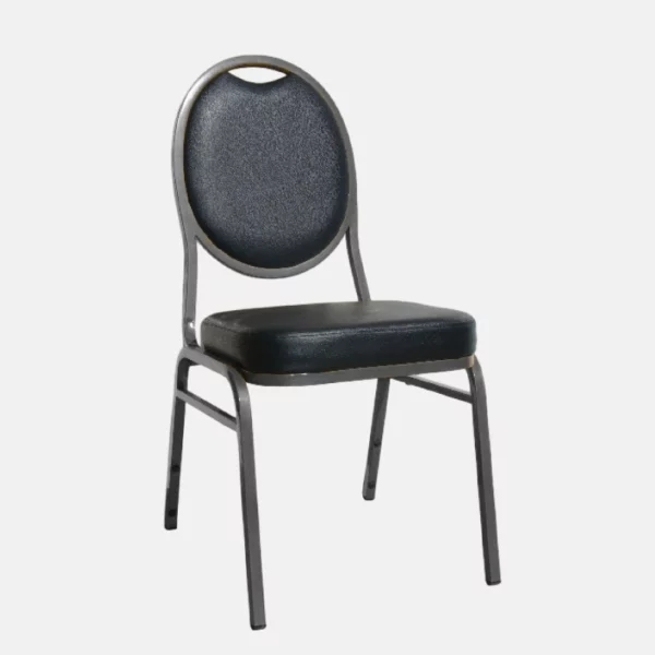 JA00155-chaise-metal-rond-noire Chaise d'intérieur noire et gris ayant une structure métallique