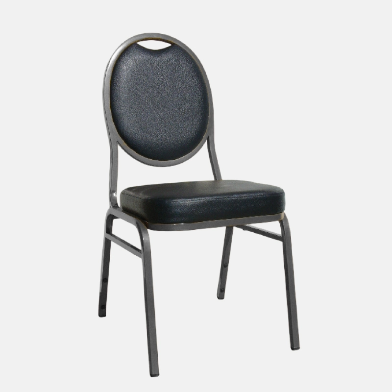 JA00155-chaise-metal-rond-noire Chaise d'intérieur noire et gris ayant une structure métallique