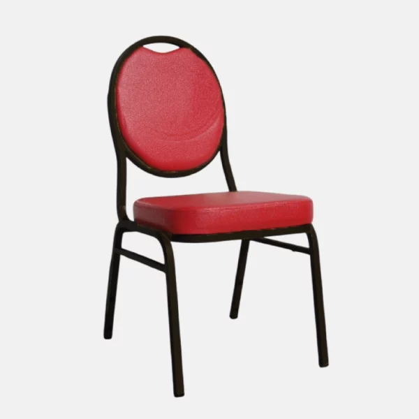 JA00156-chaise-metal-rond-rouge Chaise d'intérieur de couleur rouge et noire ayant une structure en métal