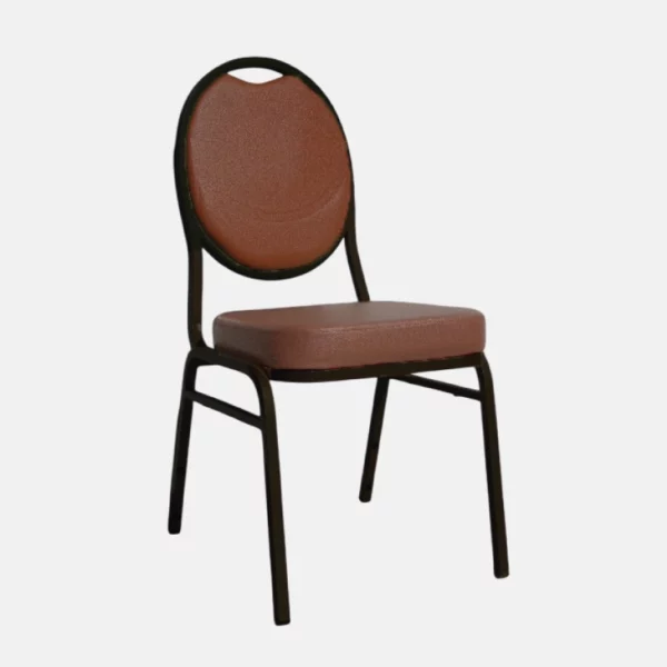 JA01867-chaise-metal-rond-marron Chaise d'intérieur de couleur marron et noire ayant une structure métallique