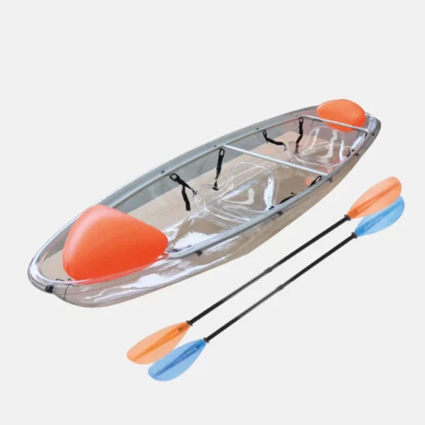 Kayak transparent pour 2 personnes avec ses 2 pagaies