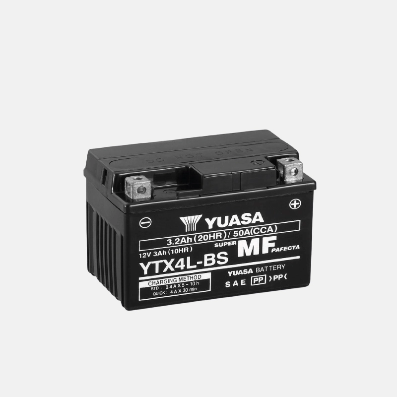 Batterie pour scooter de la marque YUASA modèle YTX4L-Bs de 12 volts et de 3 Ah
