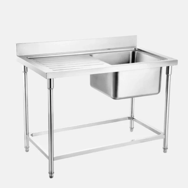 Evier en acier inoxydable 201 avec 1 bac et son plan de travail de 120x70x86 cm