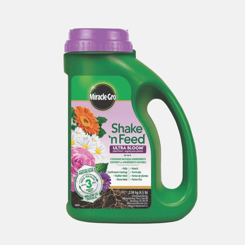 Engrais pour fleurs de la marque MIARCLE GRO de 2.04 kg.