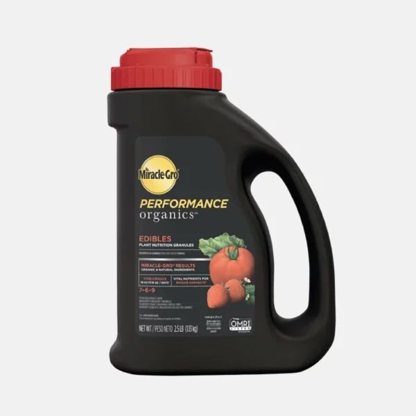 Engrais pour plantes comestibles de la marque MIRACLE GRO de 1.13 kg.