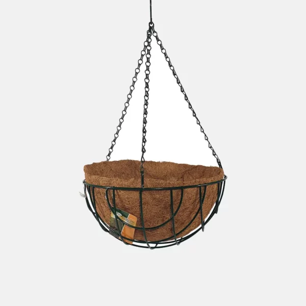 Panier suspendu en bourre de coco avec un cadre en acier inoxydable de 30 cm