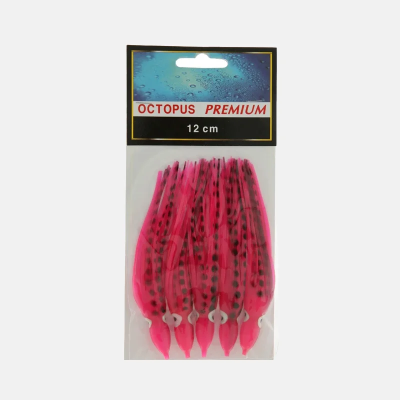 Pieuvre de couleur rose avec des points noir, de taille 12 cm