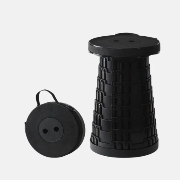 Tabouret télescopique portatif de couleur noir noir.