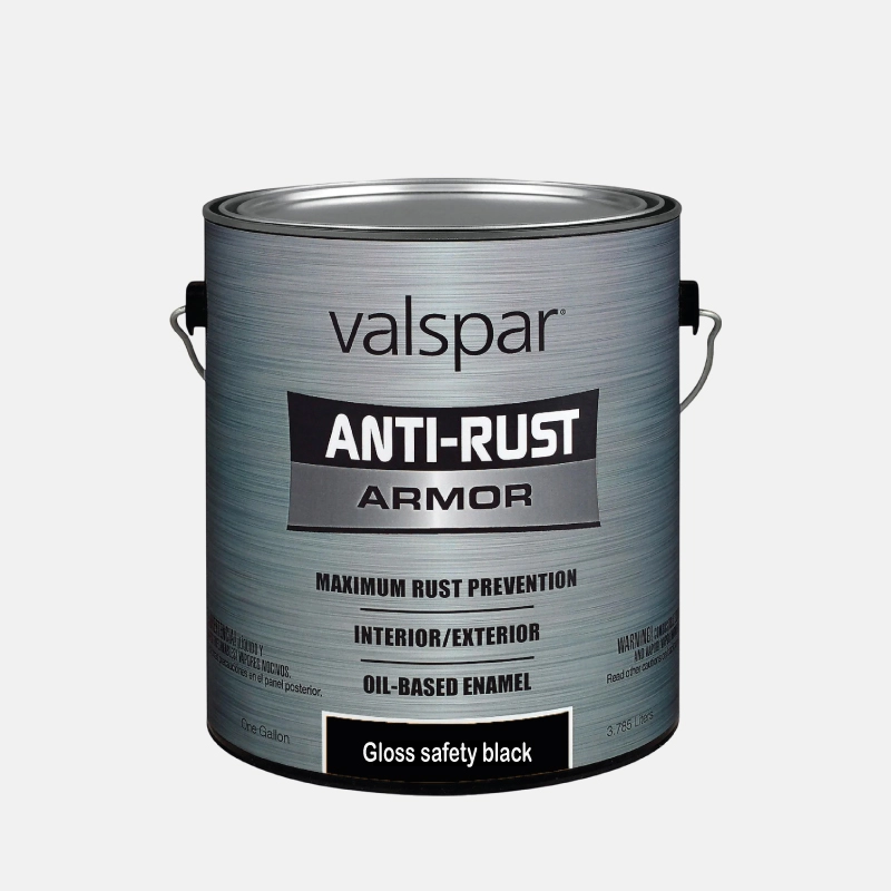 Galon de peinture de la marque VALSPAR de la gamme ANTI-RUSt de couleur noir.