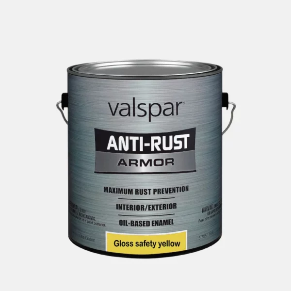 Galon de peinture de la marque VALSPAR de la gamme ANTI-RUST et de couleur jaune.