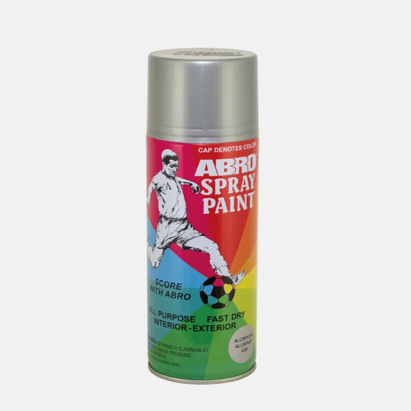 Bombe de peinture de la marque ABRO de couleur aluminium.