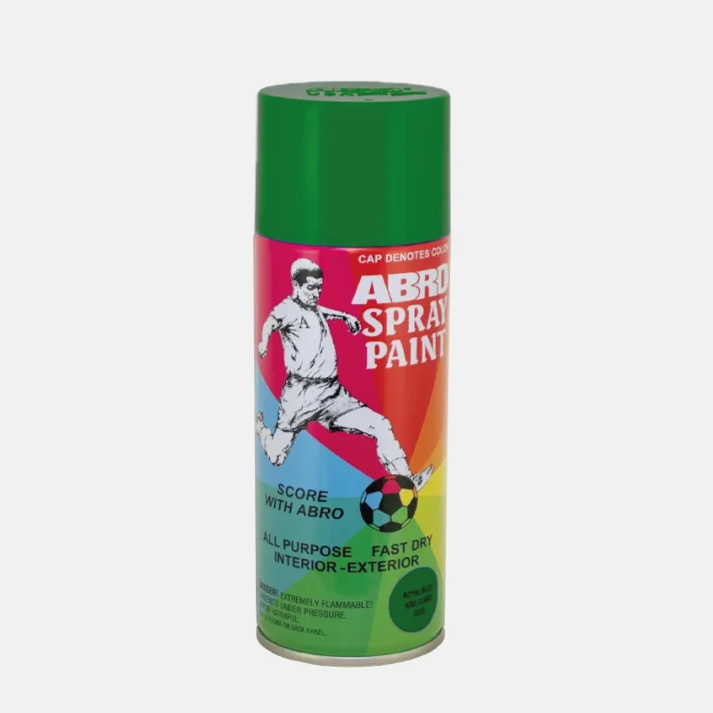 Bombe de peinture de la marque ABRO et de couleur vert foncé.