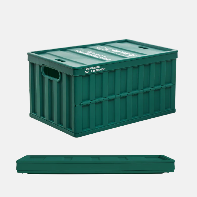 Bac de rangement pliable de couleur vert ou noir, 64 litres.