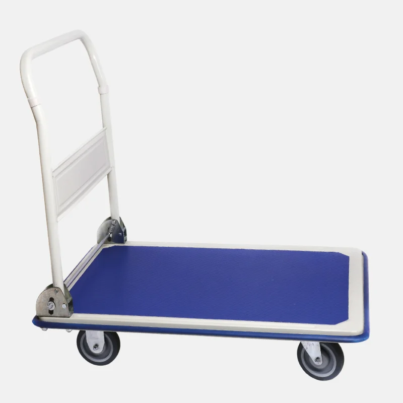 QU00449-chariot-061x91-bleu-300kg-pzs-250h Chariot à plateforme bleu en acier avec une charge maximale de 300 Kg.