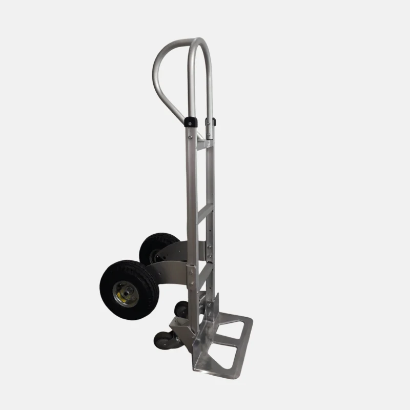 QU01435-diable-alu-4-roues-250kg-01 Diable ayant 4 roues pour transporter une charge max de 250 kg.