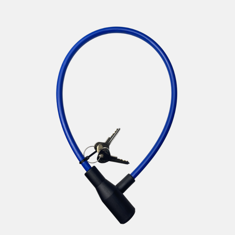 VE00055-antivol-cable-8mmx50cm-bleu Antivol sous la forme d'un câble résistant de 8mmx50 cm.