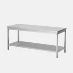 Table en acier inoxydable pour professionnel de taille 140x70x85 cm.