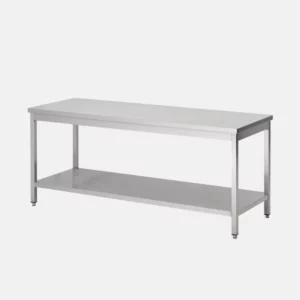 Table en acier inoxydable pour professionnel de taille 140x70x85 cm.