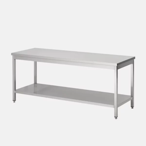 Table en acier inoxydable pour professionnel de taille 160x70x85 cm.