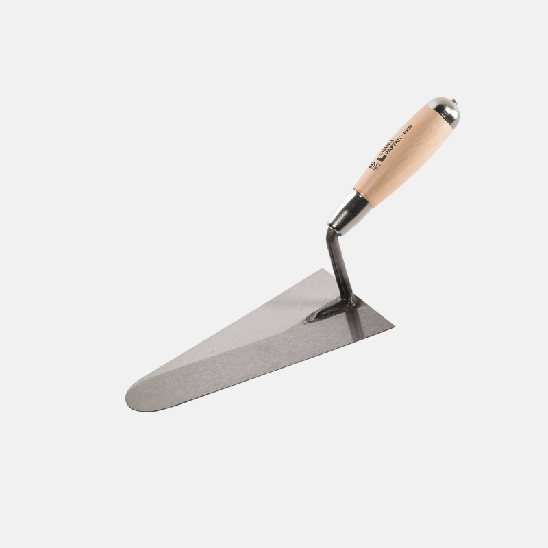 PE00820-truelle-ronde-acier-16cm Truelle de maçonnerie avec lame ronde de 16 cm.