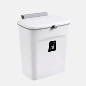 Poubelle de cuisine en plastique de 7L, fixable et en deux coloris.