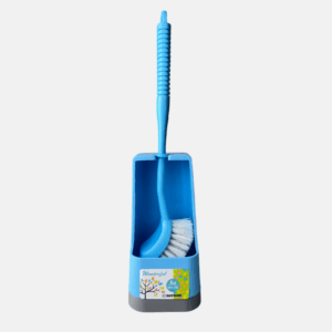 Brosse pour WC avec son porte brosse en plastique.