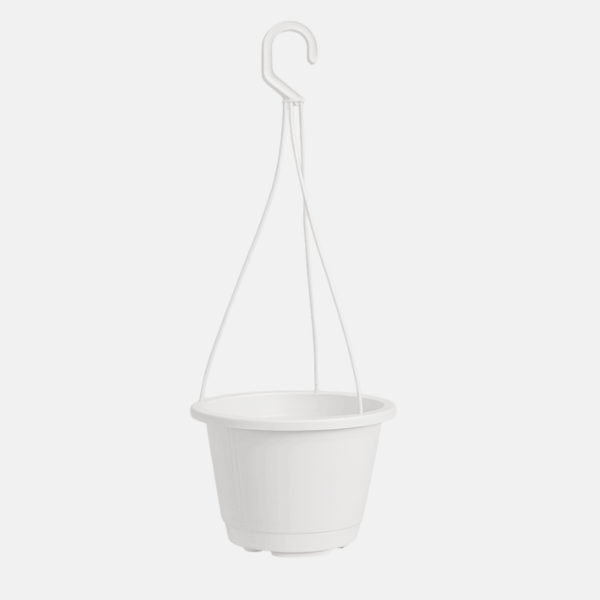 Pot suspendu blanc de 2 litres.