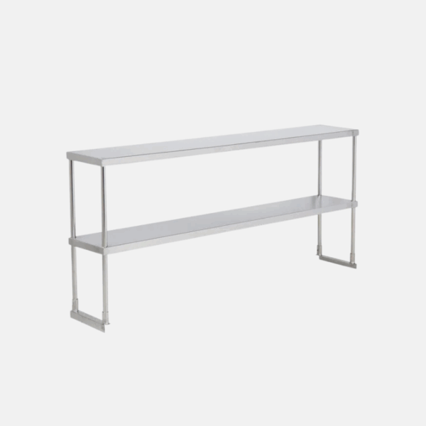 Etagère 2 étages pour table en inox de 122 cm de long.