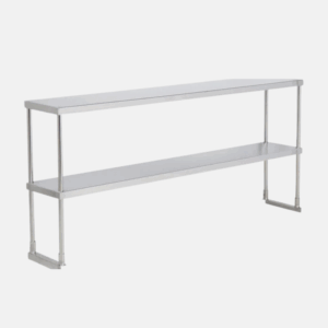Etagère 2 étages pour table en inox de 183 cm de long.